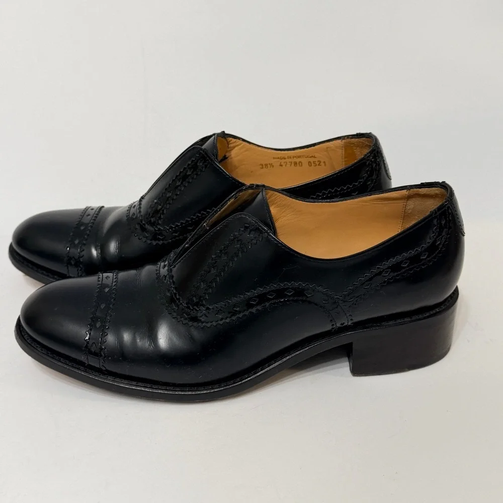 The Office Angela Scott Ms Arzner Slip On Black Oxford Leather Loafer 38.5 US8.5